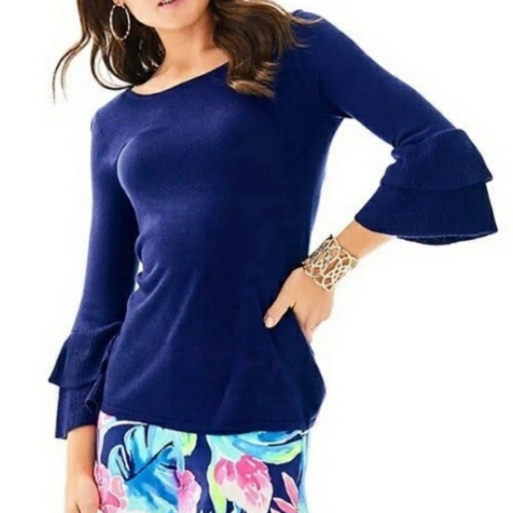 Lilly Pulitzer Clare Ruffle Sweater Blouse